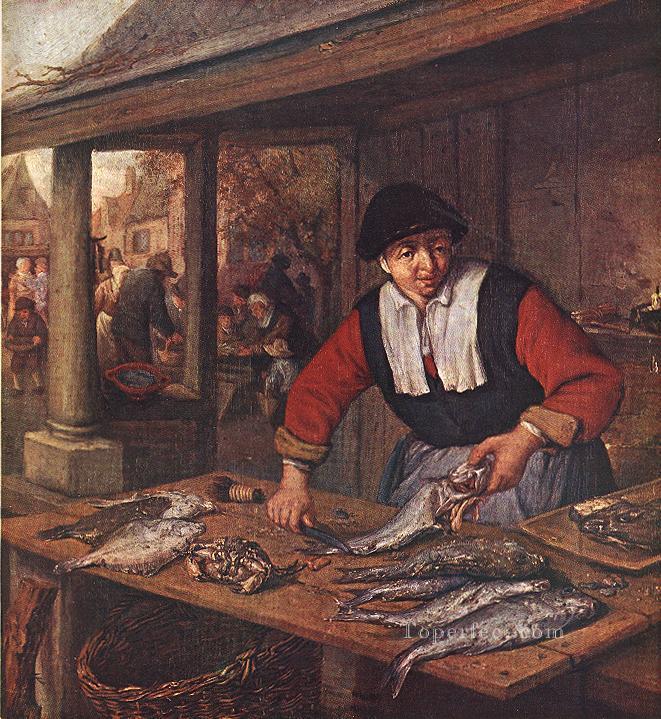 The Fishwife Dutch genre painters Adriaen van Ostade Oil Paintings